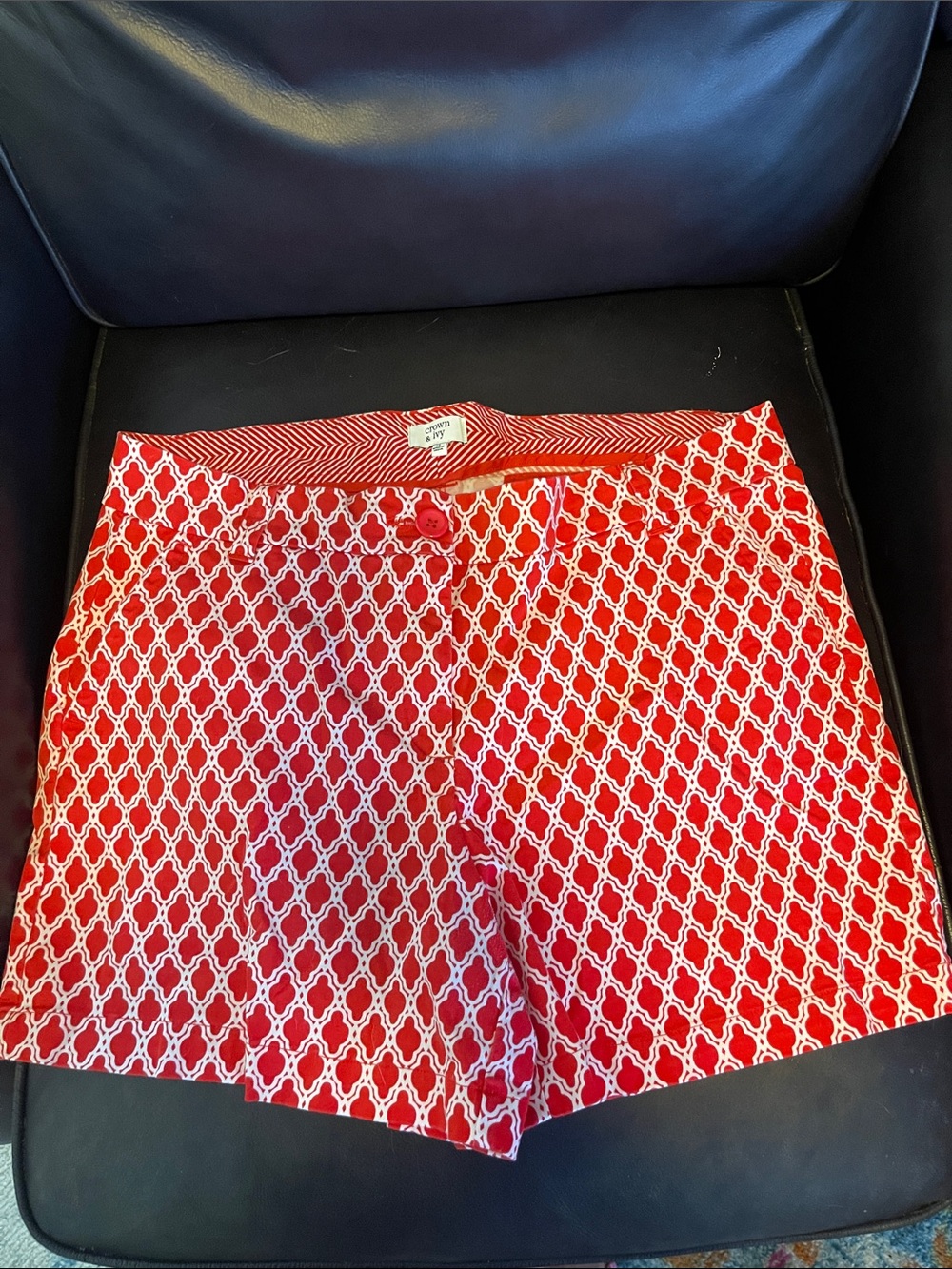 crown & ivy Red Patterned Bermuda Shorts